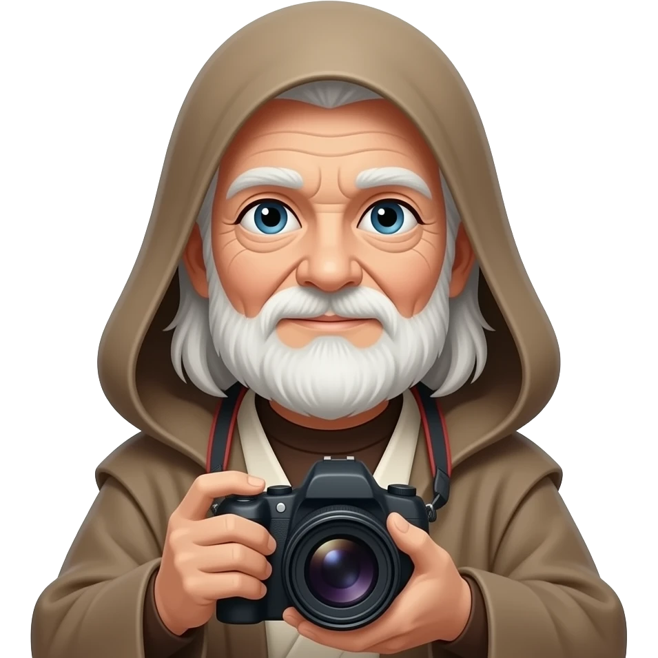 maitresse jedi femme agée avec appareil photo portrait emoji