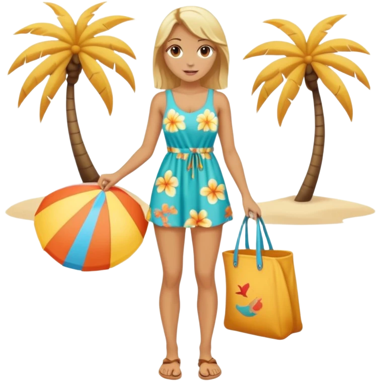 blond woman with beach outfit dress full body emoji