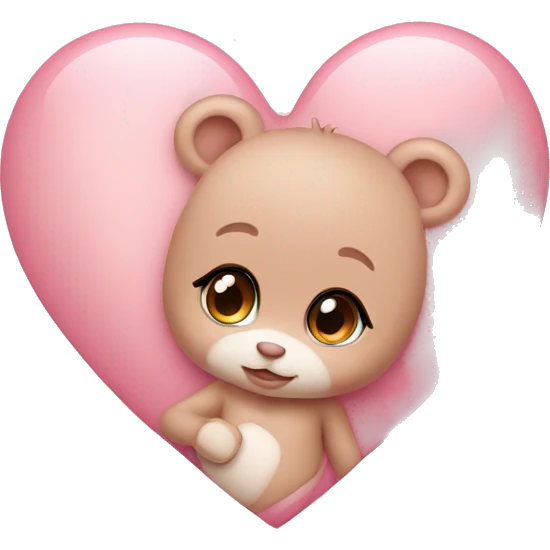 Baby pink heart with teddy  emoji