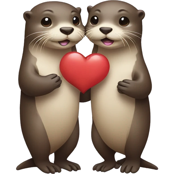 Two Otters Holding hands with a Heart  emoji