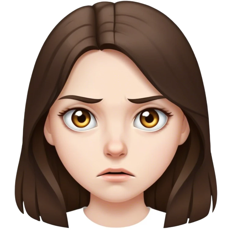  beautiful pale brunette girl with long hair pissed off eyes around emoji