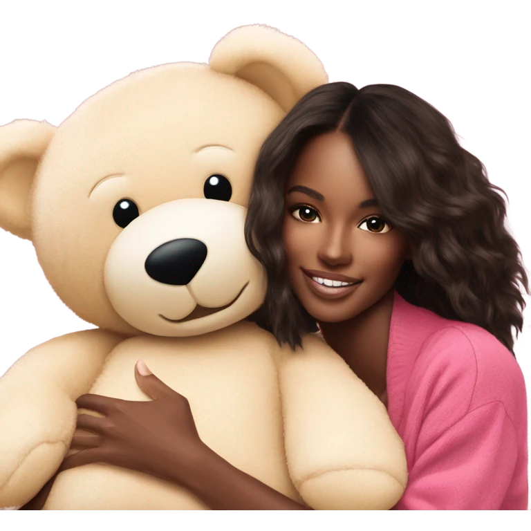 Photo Real Victoria secret model cuddling a teddy bear  emoji