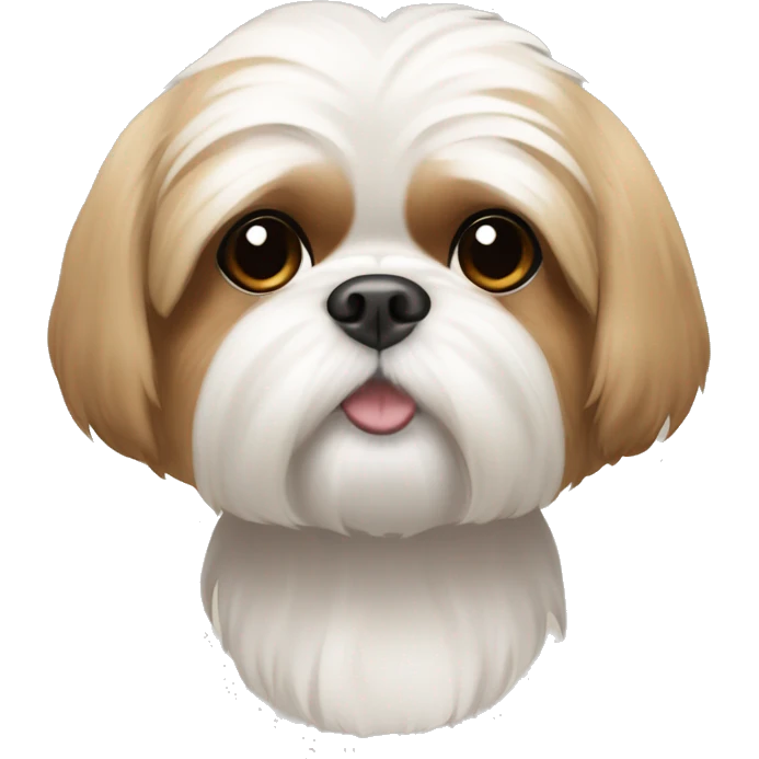 shih tzu dog with white face tan fur around the eyes and light tan ears emoji