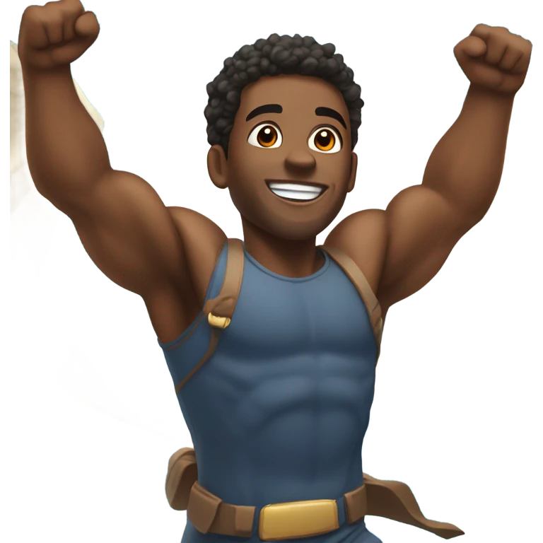 a black man flying with superpowers emoji