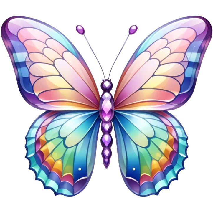 Pastel sparkly glittery iridescent rainbow glass crystal butterfly emoji
