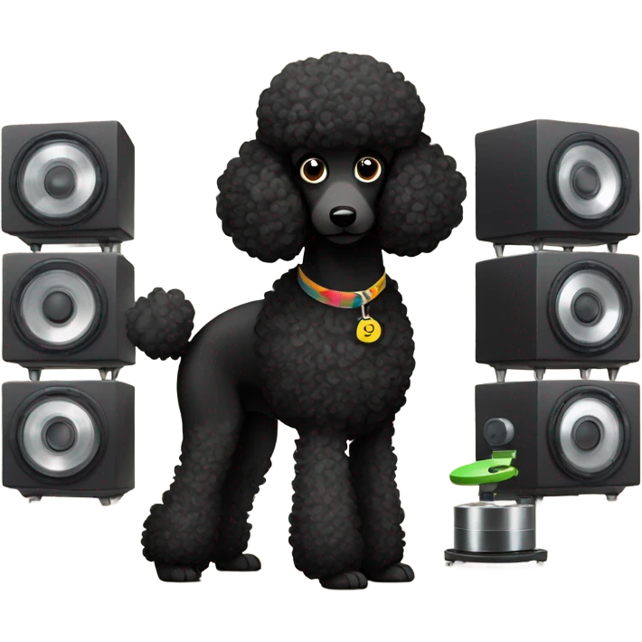 Black poodle on turntables emoji