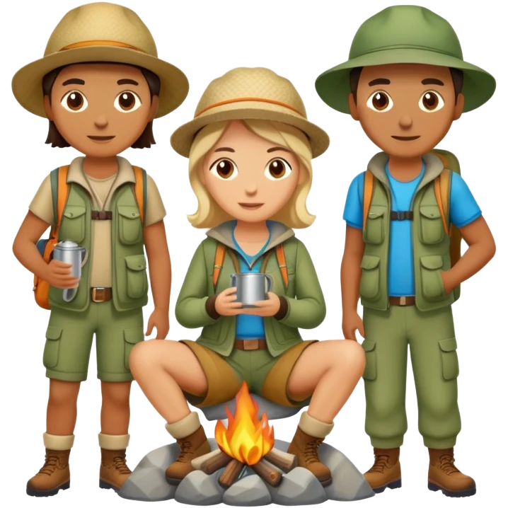 two men and two women camping emoji