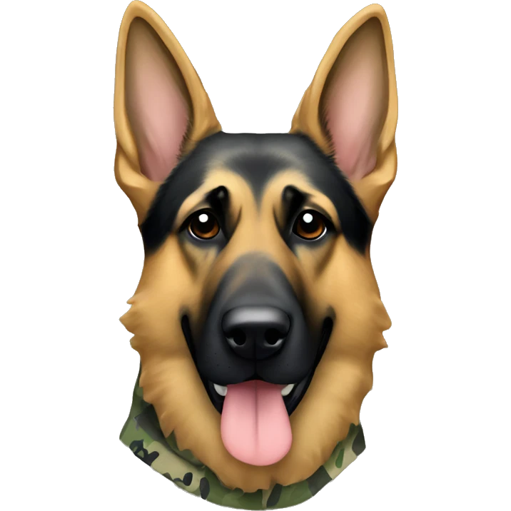 German shepherd with a camo bow  emoji