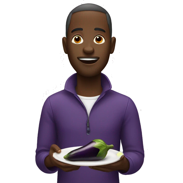 Black man eating eggplant emoji