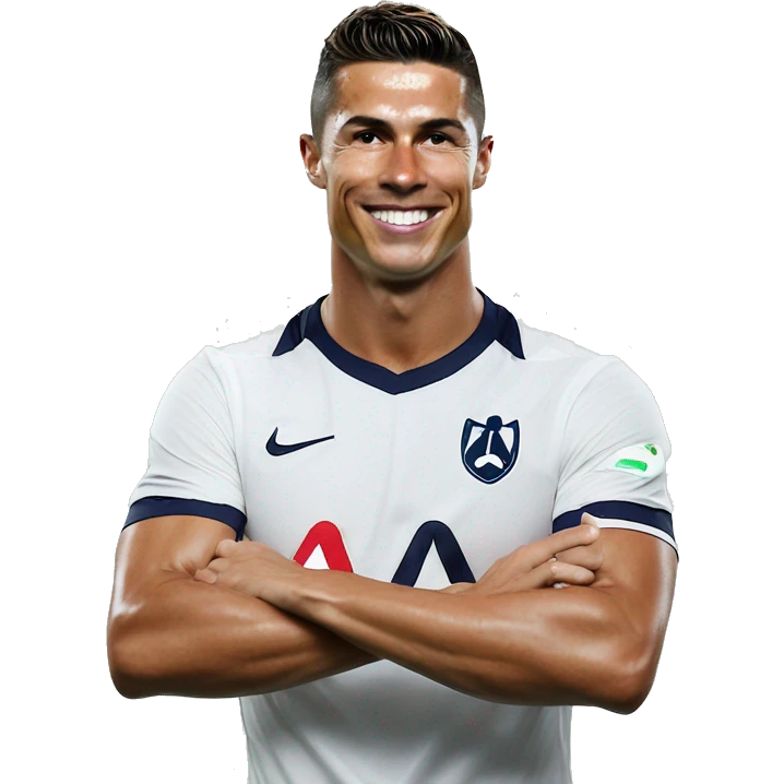 Cristiano Ronaldo in a Tottenham hotspur jersey doing his signature celebration  emoji