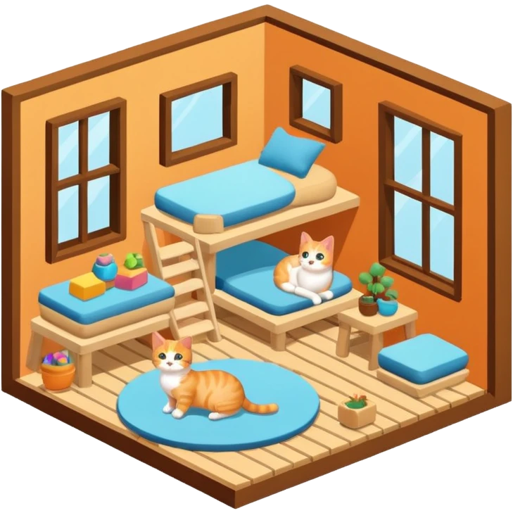 cat room interior isometric emoji