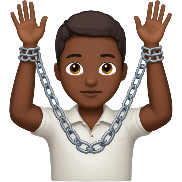 Black person picking cotton with chains around his hand and neck  emoji