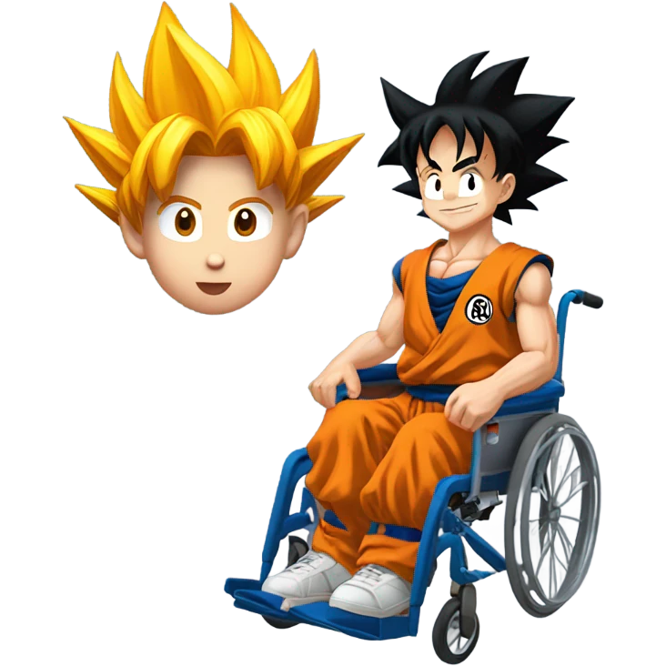 Son Goku from dragonball in a wheelchair emoji