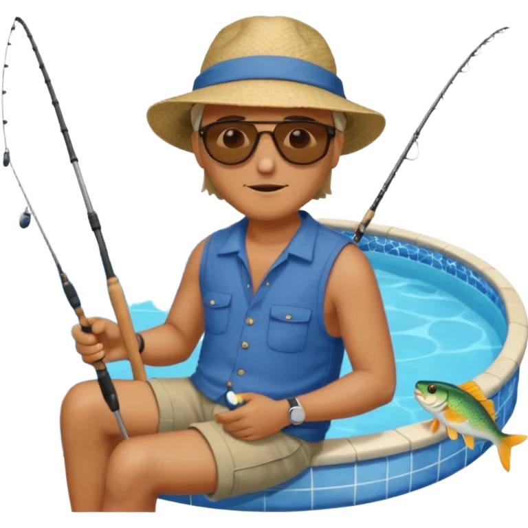 
man sitting fishing near the pool emoji