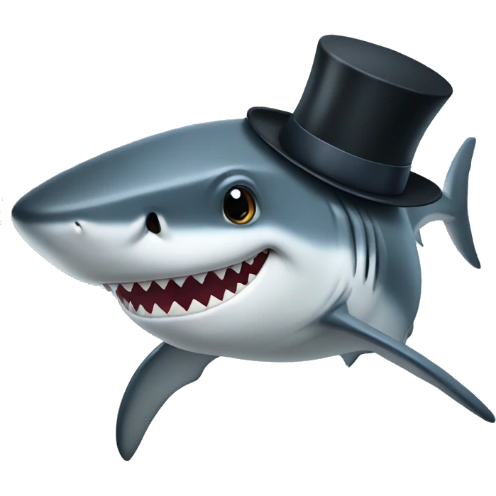 Shark with a top hat emoji