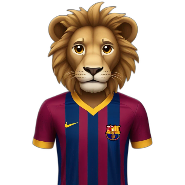 lion dressed in barça soccer gear emoji