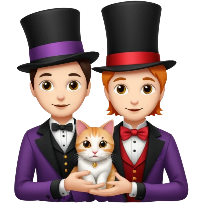 magician couple and their pet cat emoji