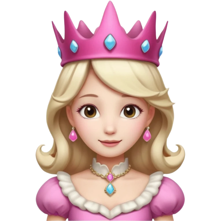 mushroom princess portrait, head and shoulders only, pink mushroom crown, elegant fantasy dress collar, warm smile, 3D cartoon, mobile game icon style, clean background, no text, no watermark
 
 emoji