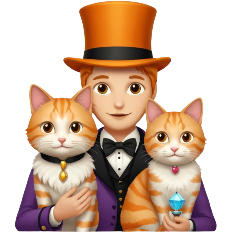magician couple and their pet cat emoji