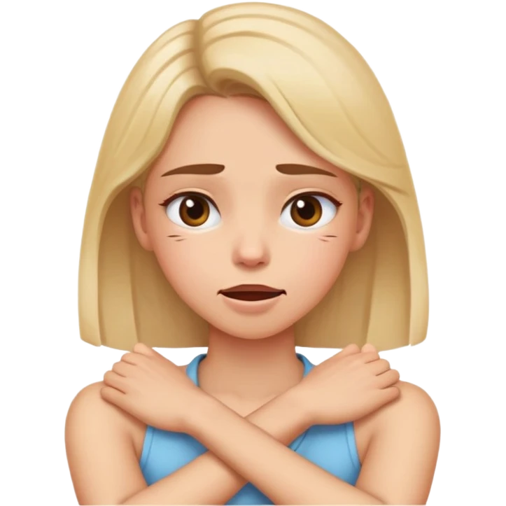 girls holding neck with arms crossed squinting eyes open mouth emoji