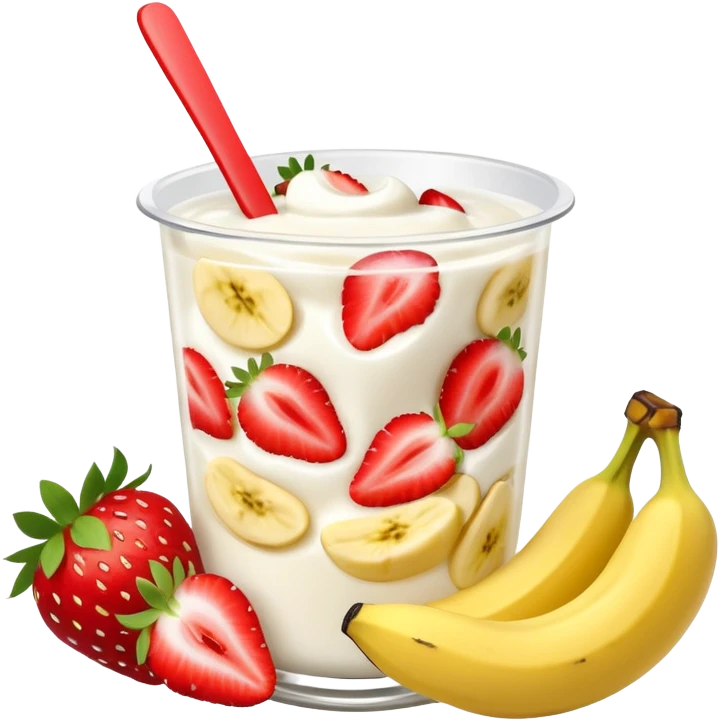 Yogurt with strawberries and bananas emoji