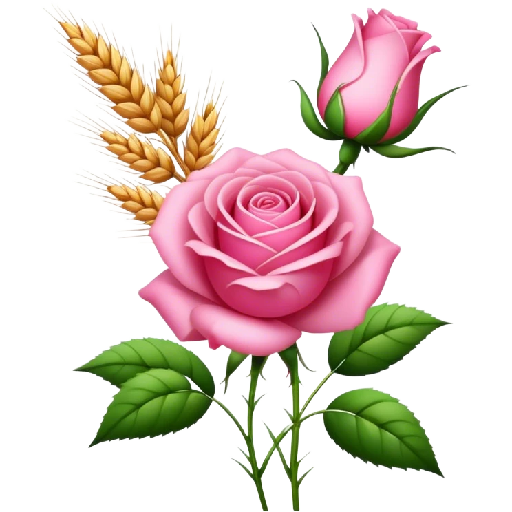 Flor rosa con trigo emoji
