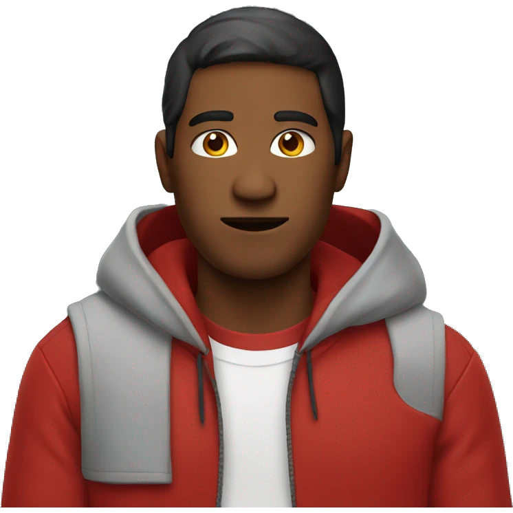 red man with red hoodie and black sleeve emoji