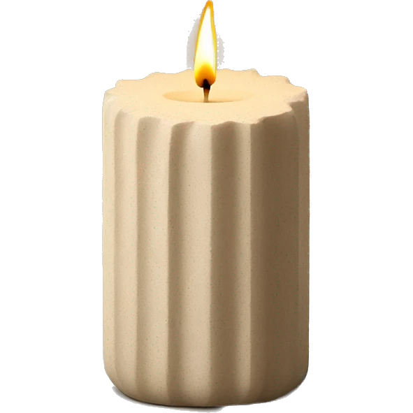candle in beige concrete ridged vessel emoji