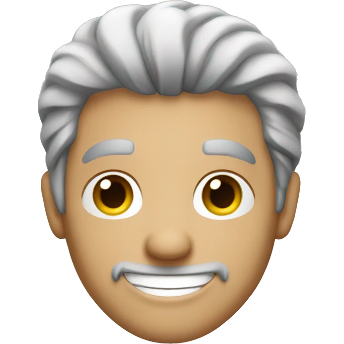 Grey hair guy smiling by tree emoji