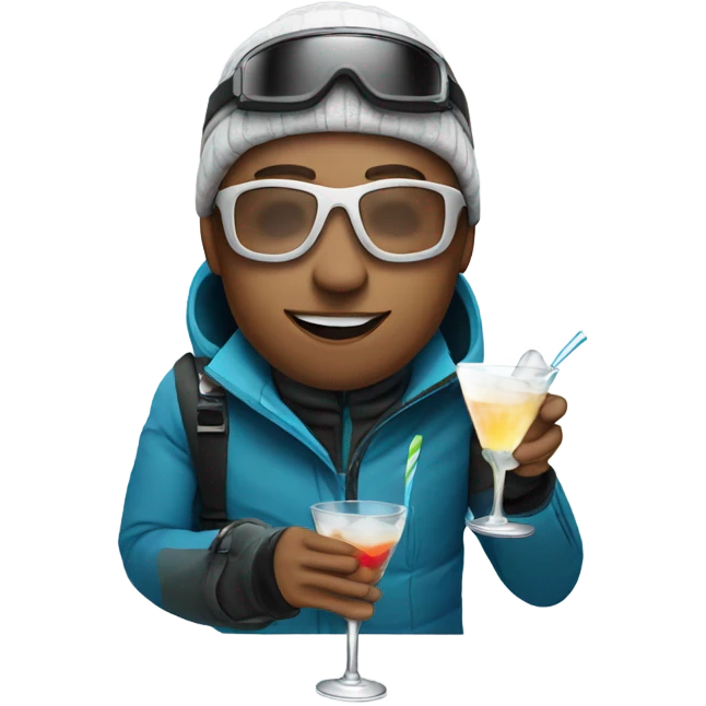 Skier drinking martini emoji