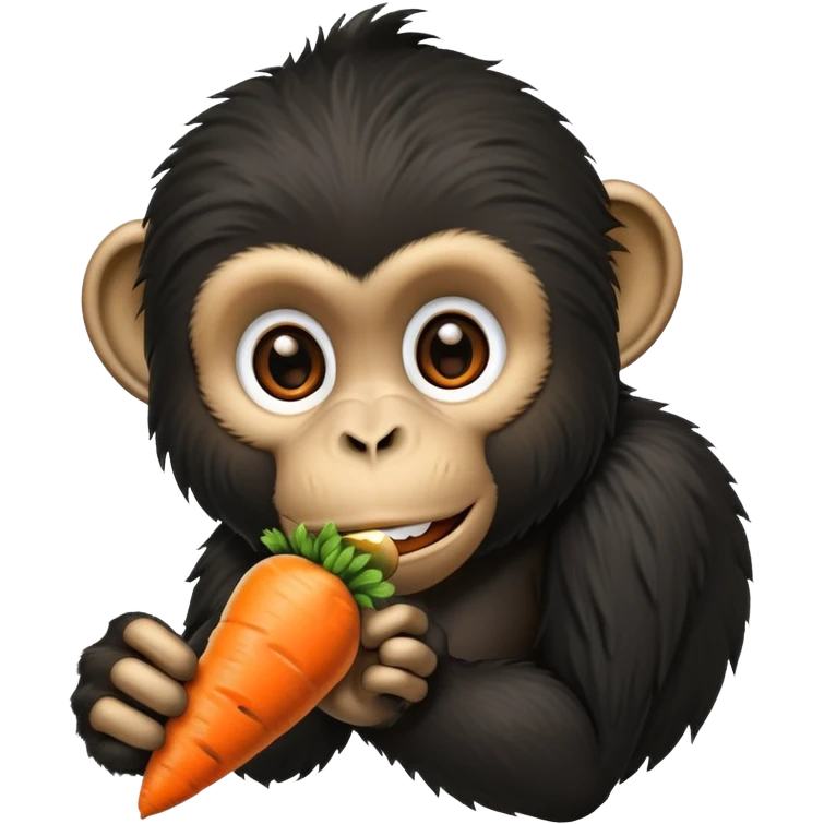 A black monkey sucking a carrot emoji