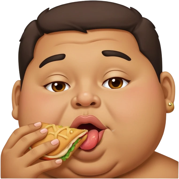 Fat Hispanic with nose ring licking food emoji