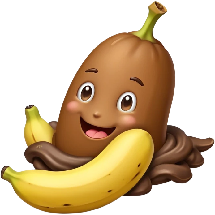 poop with banana in its mouth emoji