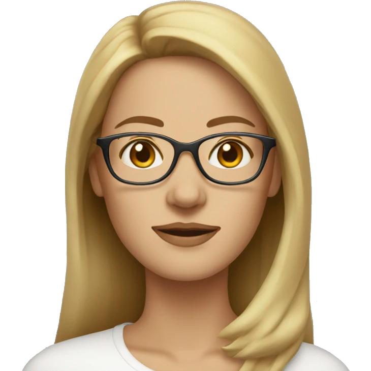 White woman with gold thin glasses and light brown hair emoji