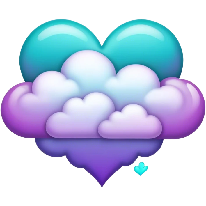 Teal and Purple cloud heart emoji