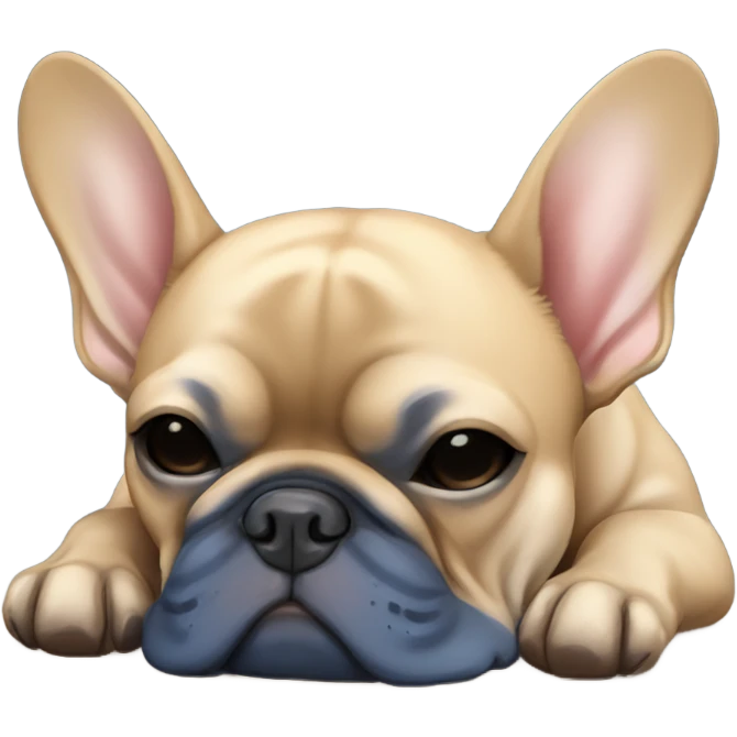 dark blue and tan french bulldog sleeping  emoji