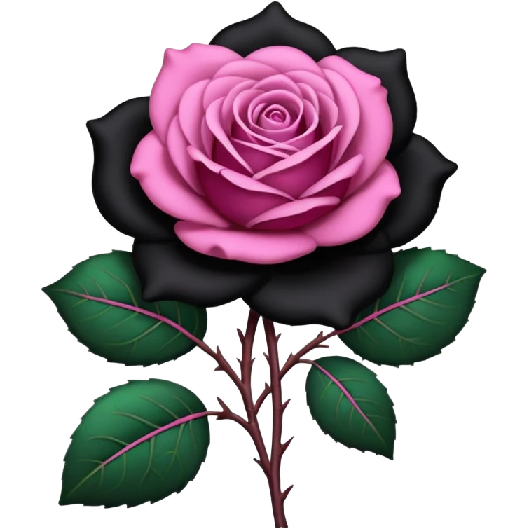 A black rose with a pink bow emoji