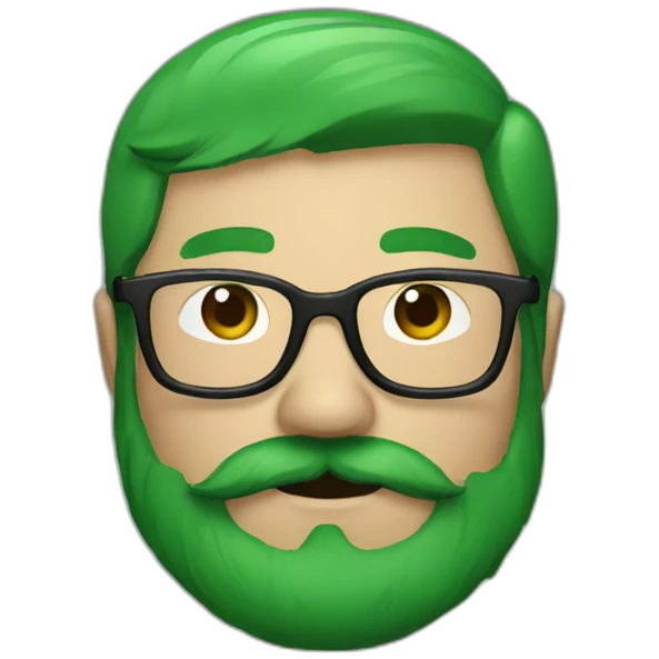 mustache man with glasses with green skin brown hair emoji