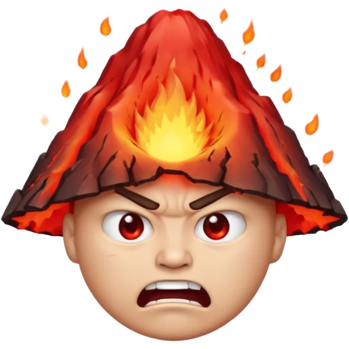 can i have an image of an red faced emoji with a small vocano th the top of its head erupting. i like the 4th image but make it with an angry face emoji