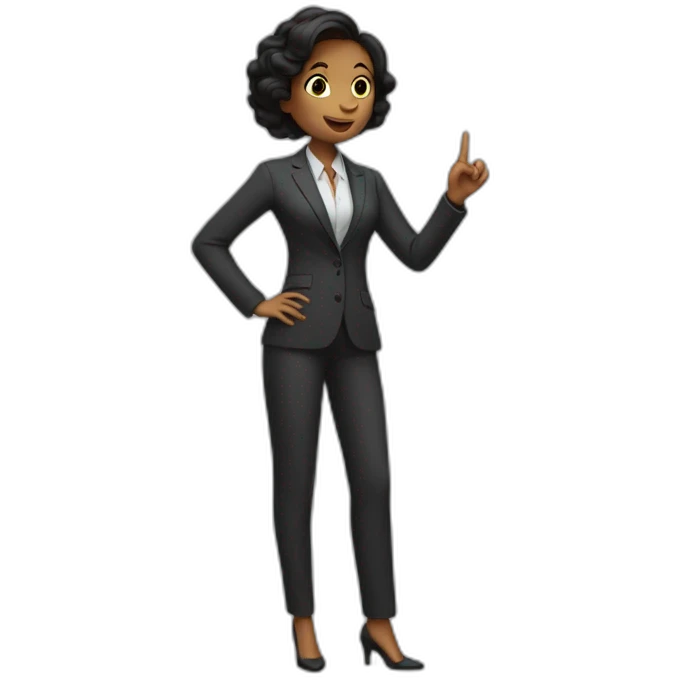 the girl in the pantsuit says no with a gesture. emoji