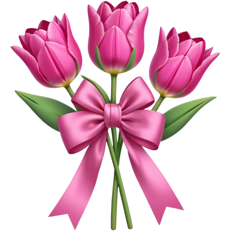Pink tulips with a bow emoji