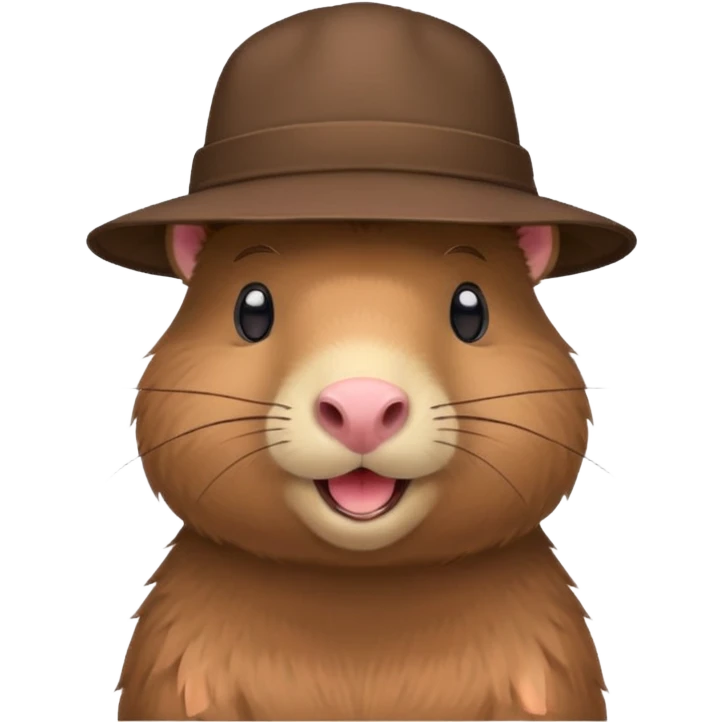Cute capybara with blush wearing a hat emoji