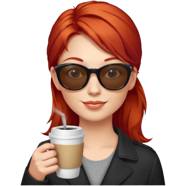 sunglasses red hair woman drink coffee emoji