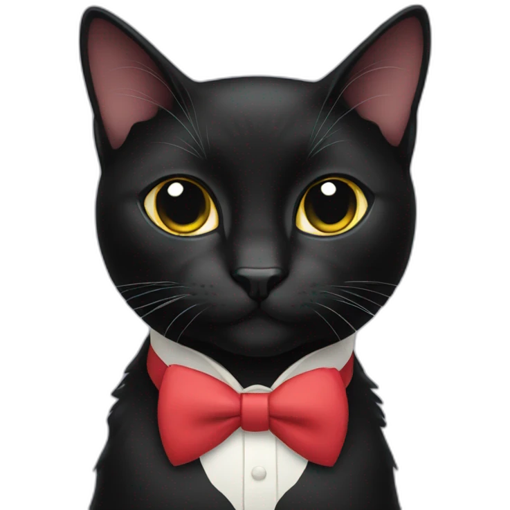 Black cat with bow tie emoji