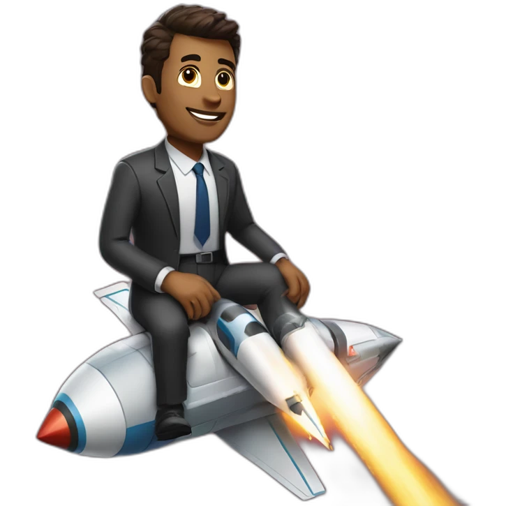 suit man ridding starlink rocket emoji