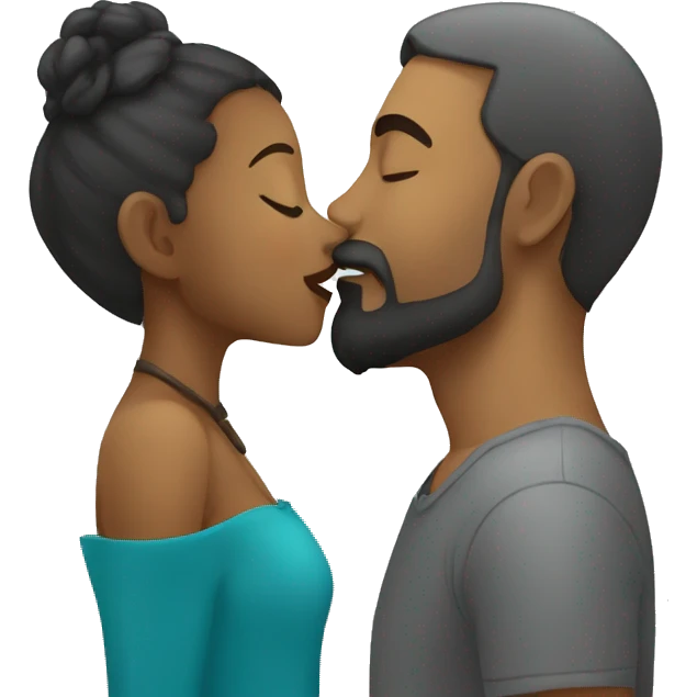 Grey Goatee beard man kisses Caribbean girl emoji