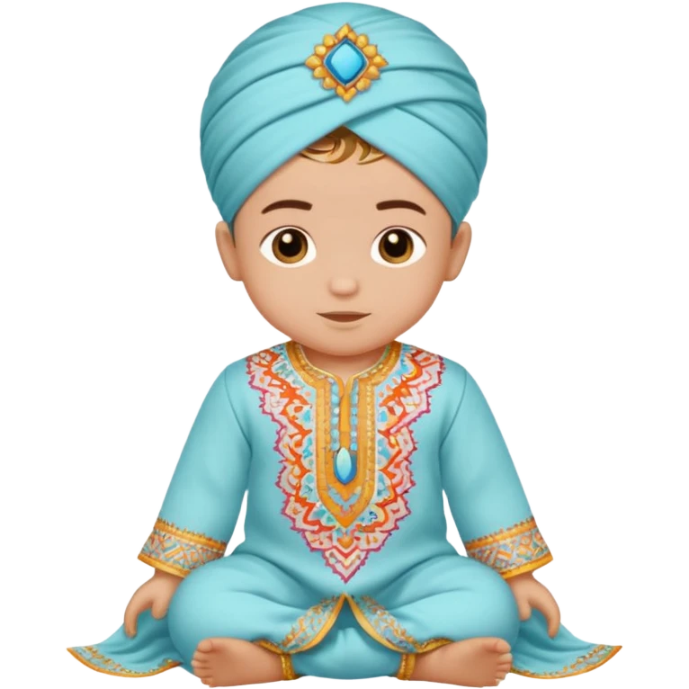  baby boy dressed in colorful ghalibiya with delicate decorations emoji