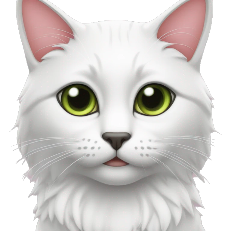 gato blanco, que se le vea solo la cara, con los ojos verdes y la nariz y orejas rosas emoji