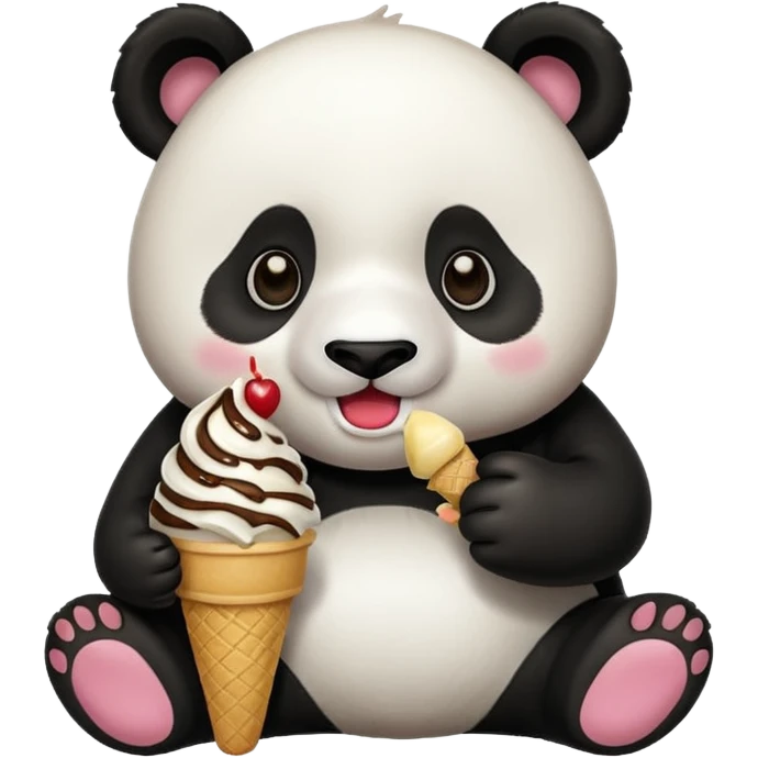 Panda eating ice cream emoji