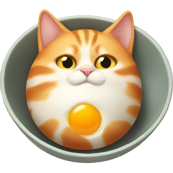 Fat orange tabby cat eating an egg emoji